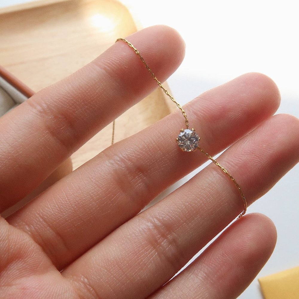 NEW Solitaire Diamond 18K Gold Plated Necklace - Picture 3 of 13